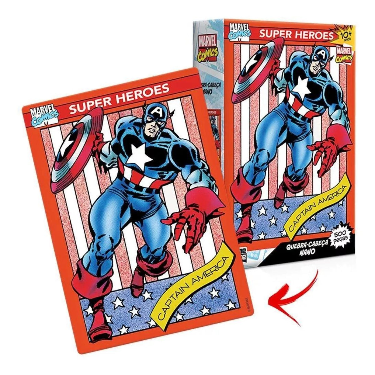 Quebra Cabeça Marvel Comics Capitão América 500 Peças Nano - Toyster Quebra Cabeça Marvel Comics Capitão América 500 Peças Nano - Toyster